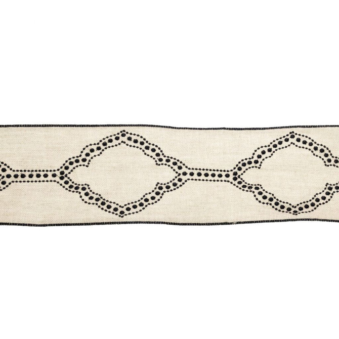 RM CoCo Trim BD112 4.75" Border Obsidian Artisano Collection Trim Book Base: 100% Linen Embroidery: 100% Rayon See Sample 0 Horizontal: 4.75 and Vertical: 7.85 4.75 - My Fabric Connection -