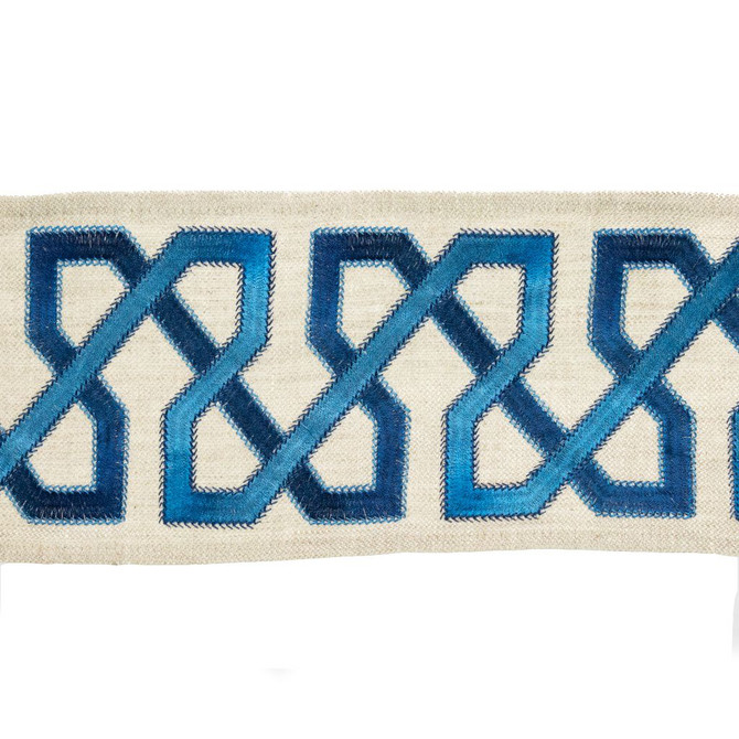 RM CoCo Trim BD113 5" Border Tidal Pool Artisano Collection Trim Book Base: 100% Linen Embroidery: 100% Rayon See Sample 0 Horizontal: 5 and Vertical: 3.95 5 - My Fabric Connection -