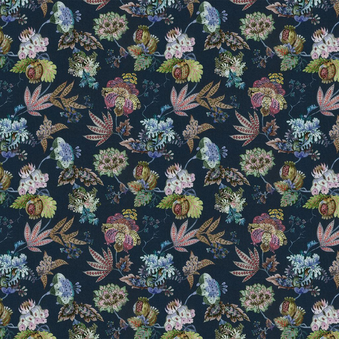 RM CoCo Fabric Berkshire Meadow Cobalt Painter's Palette Cerulean Blue to Viridian Green 62% Viscose 14% Linen 24% Cotton See Sample 0 Horizontal: 16.54 and Vertical: 15.75 57.08 - My Fabric Connection -