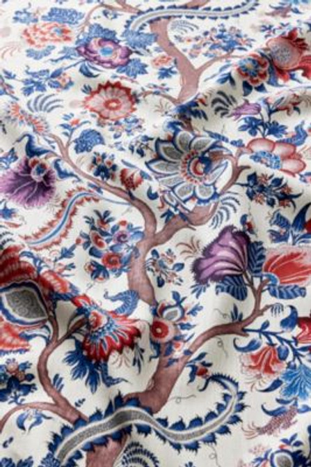 Scalamandre Fabric Metropolitan Palampore Print Red Multi SC166490004 THE METROPOLITAN MUSEUM OF ART 100% LINEN THAILAND MEDIUM DUTY Horizontal: 44.5" and Vertical: 27" 54 - My Fabric Connection -