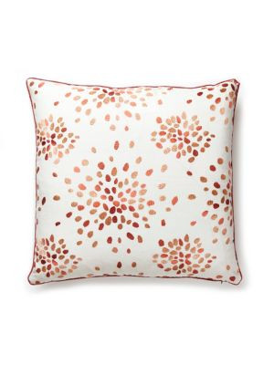 Scalamandre Pillows Firefly Embroidered Pillow 22 X 22 - Orange HNSDDK420000005 ALBERT HADLEY 70% LINEN 30% VISCOSE U.S.A. LIGHT DUTY Horizontal: 11.5" and Vertical: 13" 0 - My Fabric Connection -
