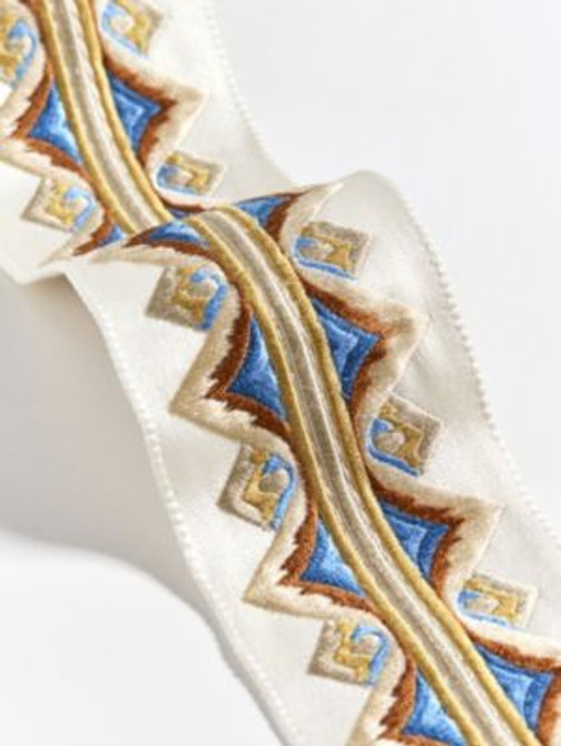 Scalamandre Trim Flamme Embroidered Tape Autumn SCT33350004 THE METROPOLITAN MUSEUM OF ART 56% VISCOSE 30% SILK 14% COTTON INDIA LIGHT DUTY Horizontal: 1.75" and Vertical: 0" 3 - My Fabric Connection -