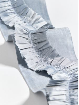 Scalamandre Trim Ruffle Tape Ice Blue SCT33410003 THE METROPOLITAN MUSEUM OF ART 95% SILK 5% VISCOSE INDIA LIGHT DUTY Horizontal: 8.5" and Vertical: 0" 4 - My Fabric Connection -