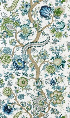 Scalamandre Wallpaper Metropolitan Palampore Aegean SCWP885610002 THE METROPOLITAN MUSEUM OF ART U.S.A. Horizontal: 45.25" and Vertical: 27" 27 - My Fabric Connection -