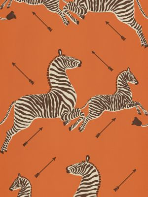 Scalamandre Wallpaper Zebras | Wallpaper Orange SCWP81388M0012 ZEBRAS U.S.A. Horizontal: 37.5" and Vertical: 26" 26 - My Fabric Connection -