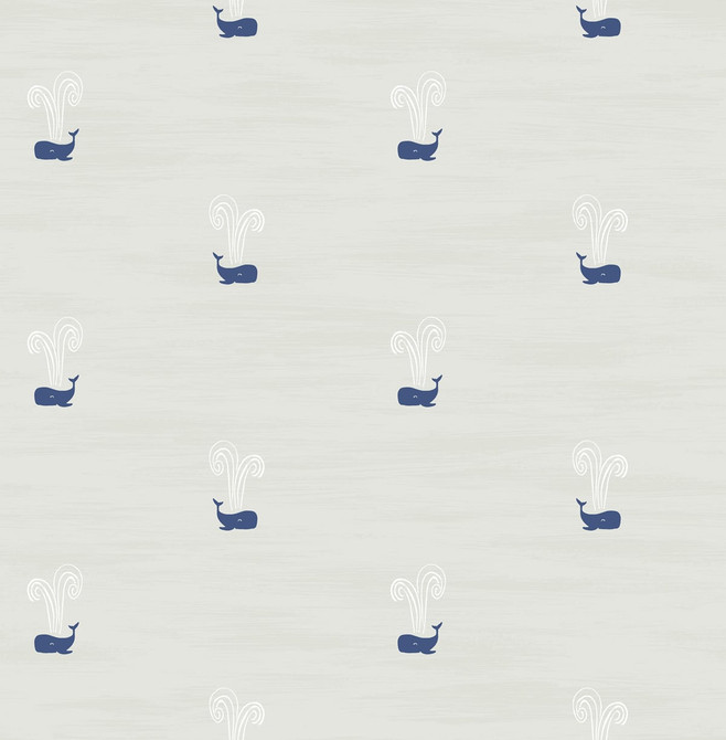 Seabrook Wallpaper Tiny Whales Soft Gray and Navy Day Dreamers  United States 56.12 20.87" 20.5"  - My Fabric Connection -