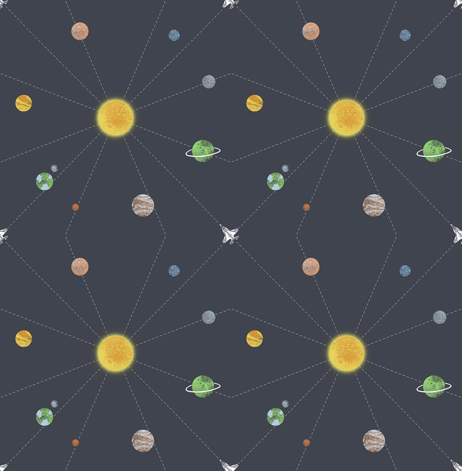 Seabrook Wallpaper Connecting Space Midnight Blue Day Dreamers  United States 56.12 20.87" 20.5"  - My Fabric Connection -