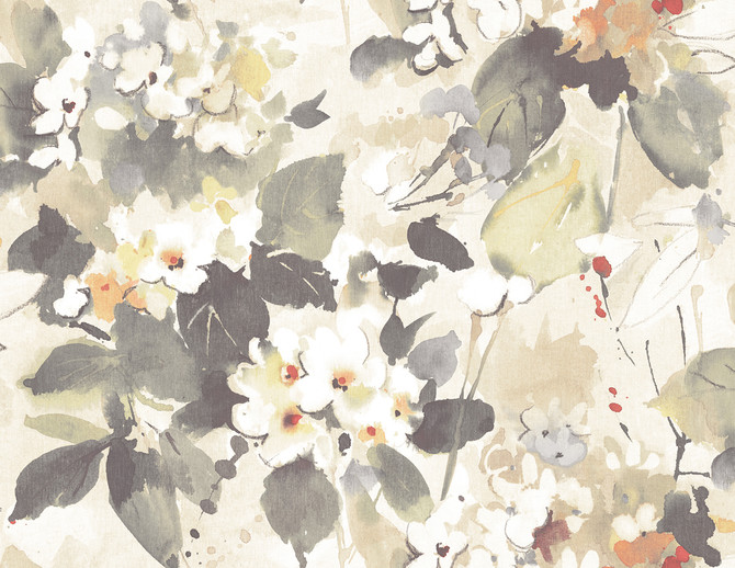 Seabrook Wallpaper Chambon Charcoal, Tan, and Orange Lugano  United States 60.75 20.87" 27"  - My Fabric Connection -