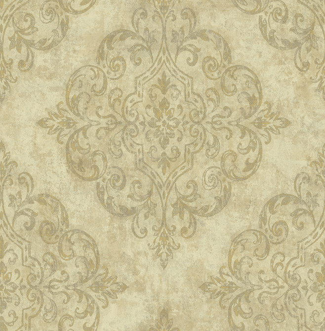 Seabrook Wallpaper Atelier Metallic Gold and Off-White Nouveau Luxe  United States 56.05 20.87" 20.5"  - My Fabric Connection -