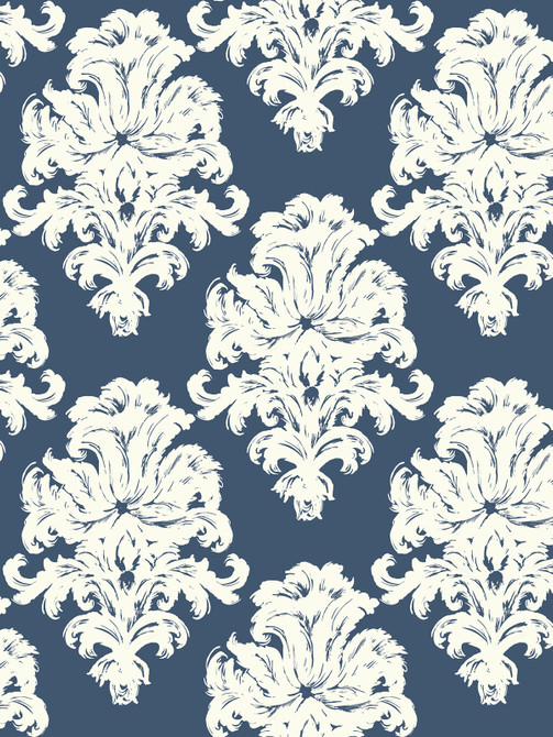 Seabrook Wallpaper Montserrat Prussian Blue and White Tortuga  United States 60.75 18" 27"  - My Fabric Connection -