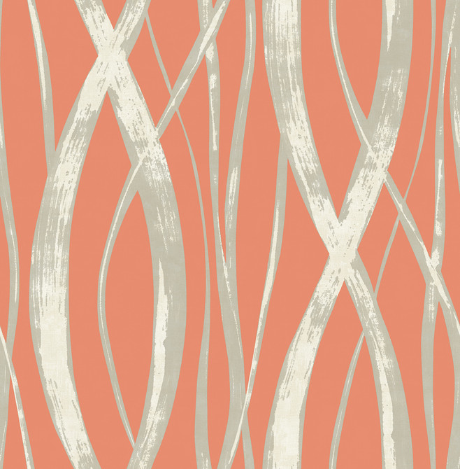 Seabrook Wallpaper Barbados Portland Orange, Gray, and White Tortuga  United States 56.05 20.87" 20.5"  - My Fabric Connection -