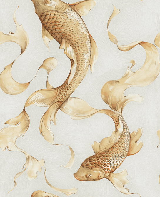 Seabrook Wallpaper Koi Fish Metallic Gold and Off-White Koi  United States 56.05 25.2" 20.5"  - My Fabric Connection -