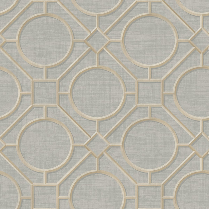 Seabrook Wallpaper Silk Road Trellis Metallic Gold and Gray Koi  United States 60.75 27" 27"  - My Fabric Connection -