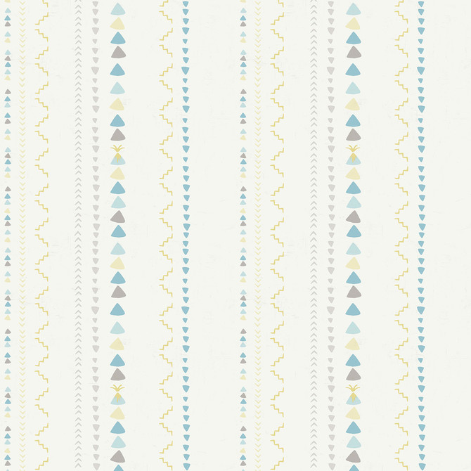 Seabrook Wallpaper Volcano Stripe Gray, Gold, and Blue Playdate Adventure  United States 56.05 0" 20.5"  - My Fabric Connection -