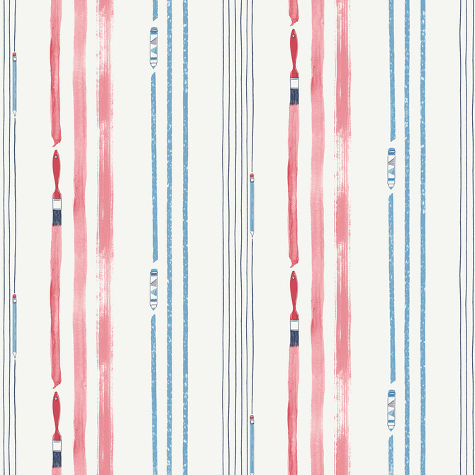 Seabrook Wallpaper Outside the Lines Fuchsia and Sky Blue Playdate Adventure  United States 56.05 0" 20.5"  - My Fabric Connection -