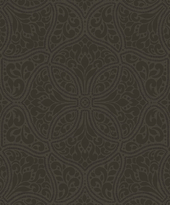 Seabrook Wallpaper Scroll Trail Mocha and Ebony Aura  Netherlands 56.05 25.2" 20.5"  - My Fabric Connection -