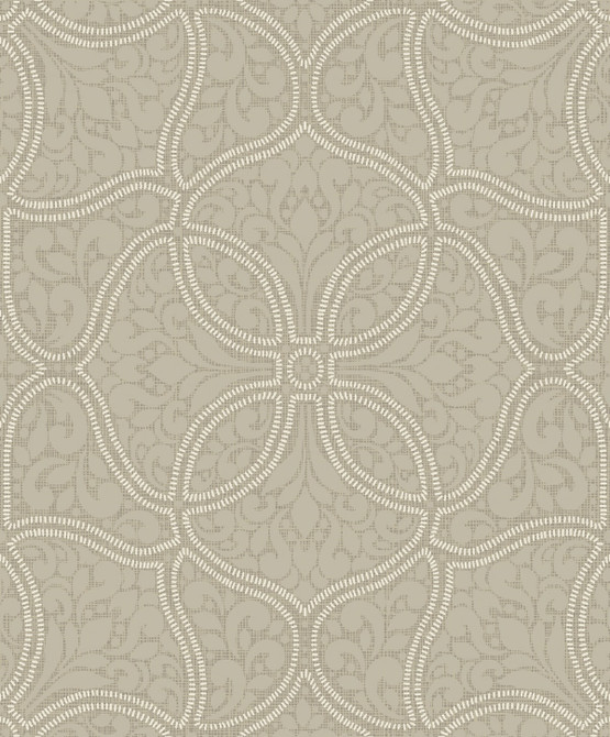 Seabrook Wallpaper Scroll Trail Taupe and Ivory Aura  Netherlands 56.05 25.2" 20.5"  - My Fabric Connection -
