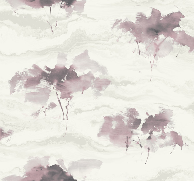 Seabrook Wallpaper Brushstroke Trees Metallic Mauve, Ebony, & Pearl L'Atelier de Paris  United States 60.75 25.2" 27"  - My Fabric Connection -