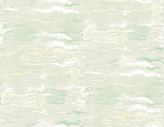 Seabrook Wallpaper Bleached Wave Metallic Pearl & Aloe Green L'Atelier de Paris  United States 60.75 20.87" 27"  - My Fabric Connection -