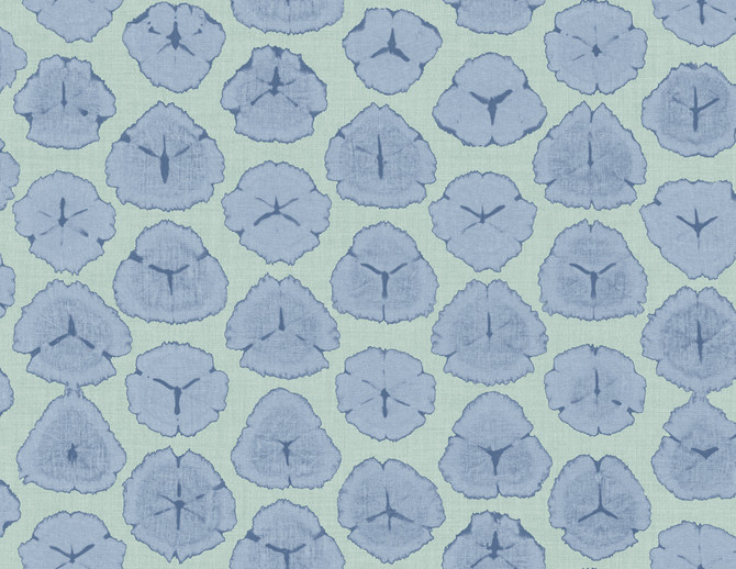 Seabrook Wallpaper Shibori Blossoms Metallic Periwinkle & Teal L'Atelier de Paris  United States 60.75 20.87" 27"  - My Fabric Connection -