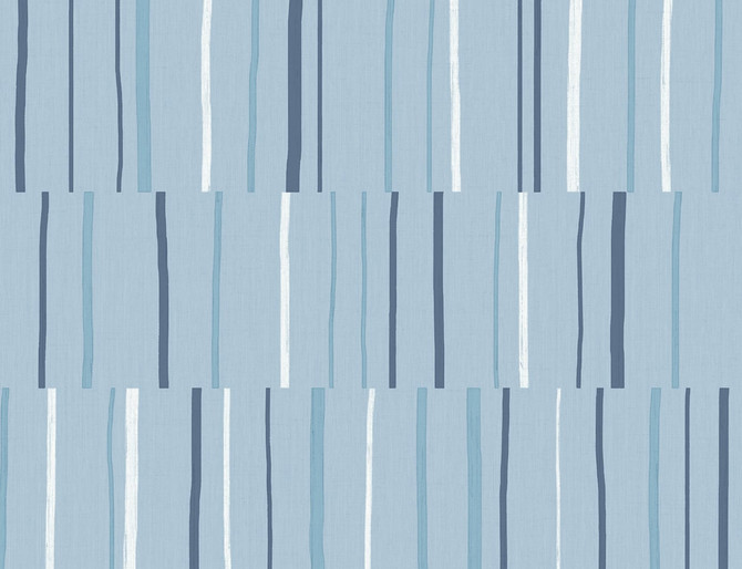Seabrook Wallpaper Block Lines Bluebird, Navy, and Glacier White Living with Art  United States 60.53 20.87" 27"  - My Fabric Connection -