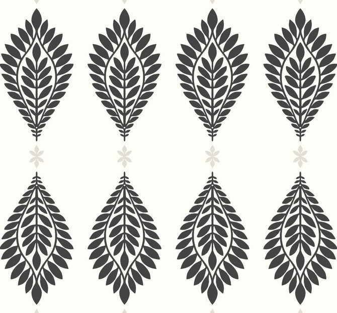 Seabrook Wallpaper Mirasol Palm Frond Ebony and Eggshell Luxe Retreat  United States 60.53 25.2" 27"  - My Fabric Connection -