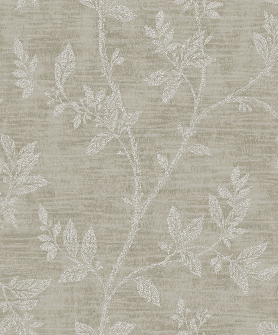 Seabrook Wallpaper Leaf Trail Metallic Taupe & Glass Beads Essential Textures  Netherlands 56.05 25.2" 20.5"  - My Fabric Connection -