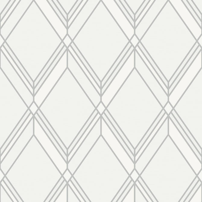 Seabrook Wallpaper Brooklyn Diamond Metallic Silver Deco 2  United States 60.75 18" 27"  - My Fabric Connection -