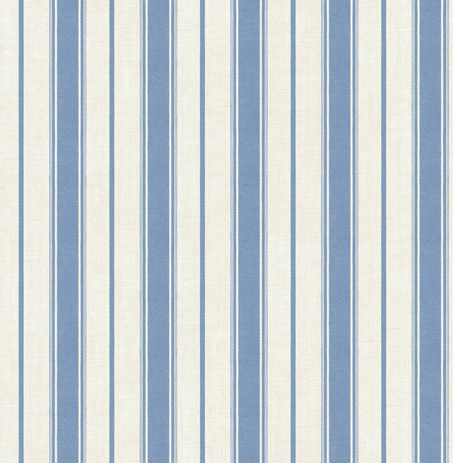Seabrook Wallpaper Eliott Linen Stripe Blue Bell French Country  United States 60.75 0" 27"  - My Fabric Connection -
