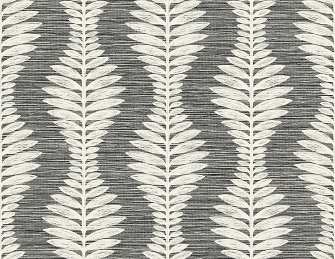 Seabrook Wallpaper Carina Leaf Ogee Charcoal Coastal Haven  United States 60.75 10.5" 27"  - My Fabric Connection -