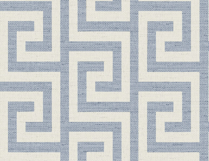 Seabrook Wallpaper Luna Retreat Greek Key Blue Lake Coastal Haven  United States 60.75 5.2" 27"  - My Fabric Connection -