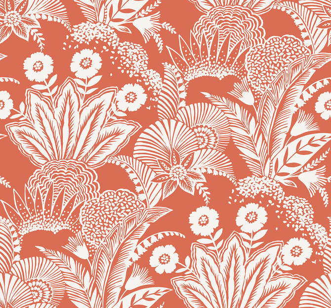 Seabrook Wallpaper Suvi Palm Grove Coral Glow Summer House  United States 60.75 25.2" 27"  - My Fabric Connection -