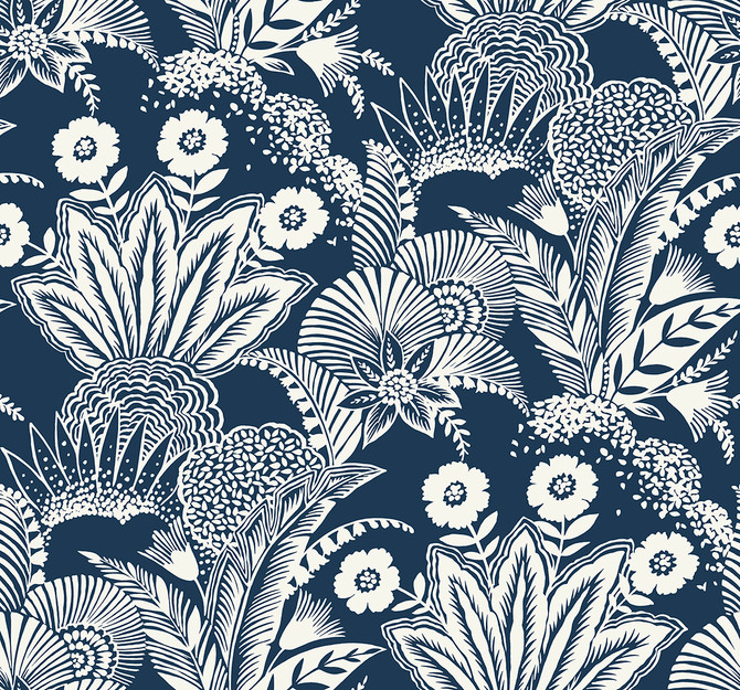Seabrook Wallpaper Suvi Palm Grove Nautical Blue Summer House  United States 60.75 25.2" 27"  - My Fabric Connection -