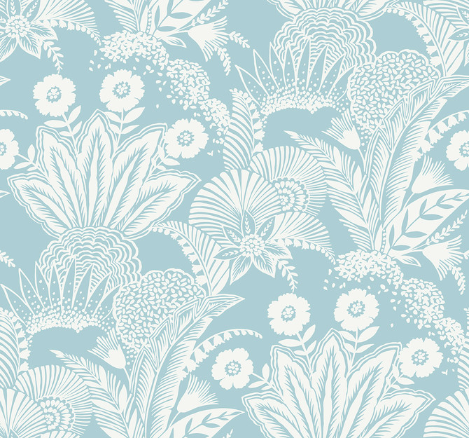 Seabrook Wallpaper Suvi Palm Grove Sky Blue Summer House  United States 60.75 25.2" 27"  - My Fabric Connection -