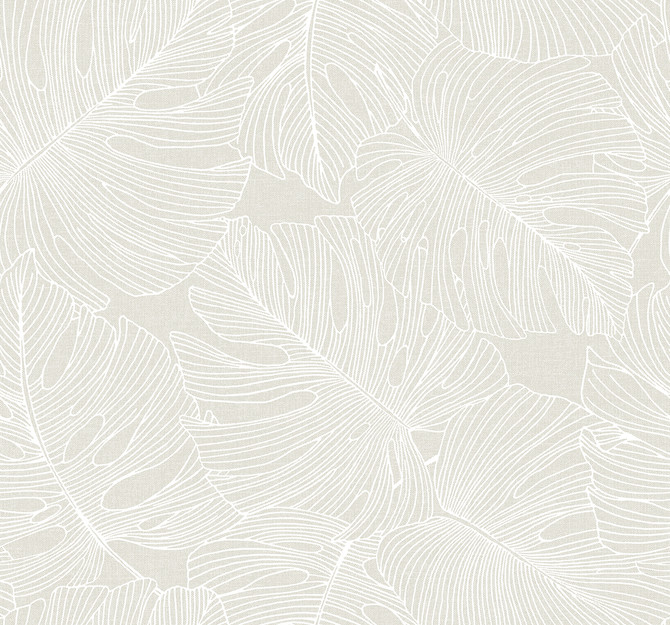 Seabrook Wallpaper Tarra Monstera Leaf White Sand Summer House  United States 60.75 25.2" 27"  - My Fabric Connection -