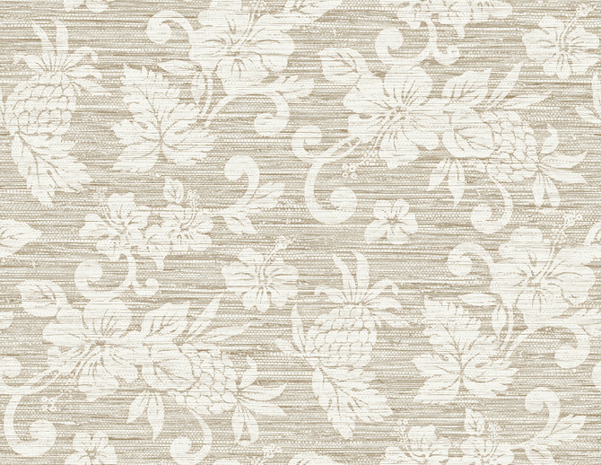 Seabrook Wallpaper Juno Island Floral Balanced Beige Summer House  United States 60.75 20.87" 27"  - My Fabric Connection -