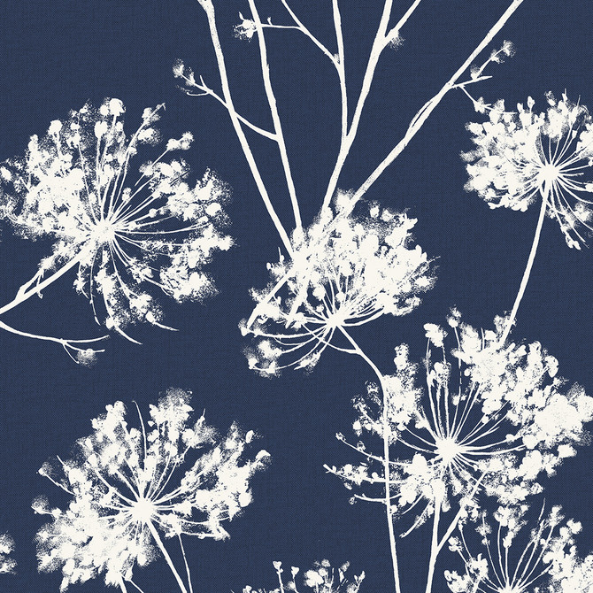 Seabrook Wallpaper Dandelion Fields Navy Blue Etten Studios Online  Netherlands 57.5 25.2" 20.9"  - My Fabric Connection -