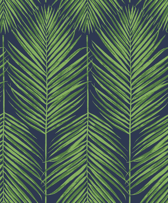 Seabrook Wallpaper Marina Palm Moss Green & Blue Etten Studios Online  Netherlands 57.5 25.2" 20.9"  - My Fabric Connection -