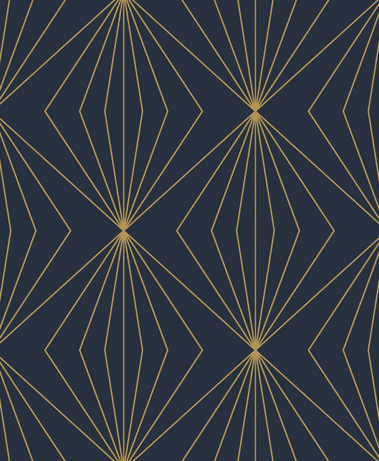 Seabrook Wallpaper Diamond Vector Navy Blue & Metallic Gold Etten Studios Online  Netherlands 57.5 6.3" 20.9"  - My Fabric Connection -