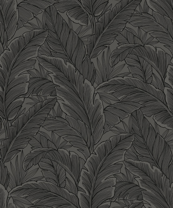 Seabrook Wallpaper Gulf Tropical Leaves Slate Grey Etten Studios Online  Netherlands 57.5 25.2" 20.9"  - My Fabric Connection -