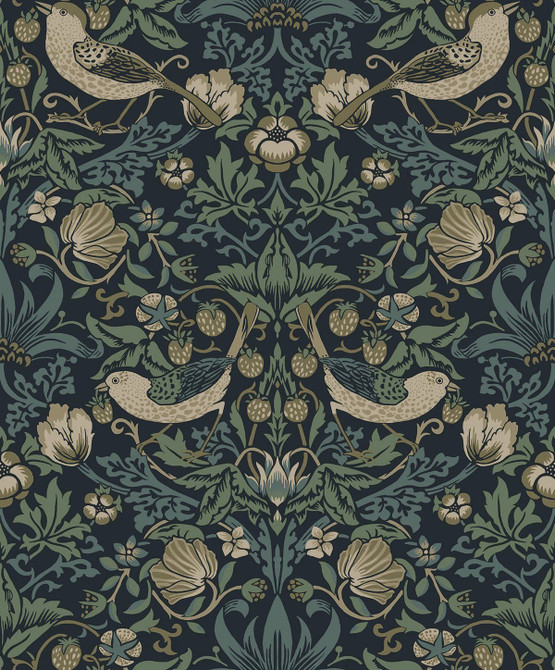 Seabrook Wallpaper Strawberry Meadow Blue Etten Studios Online  Netherlands 57.5 25.2" 20.9"  - My Fabric Connection -