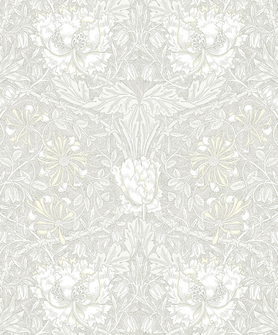 Seabrook Wallpaper Ogee Flora Swiss Coffee & Light Grey Legacy Prints  Netherlands 57.5 20.87" 20.9"  - My Fabric Connection -