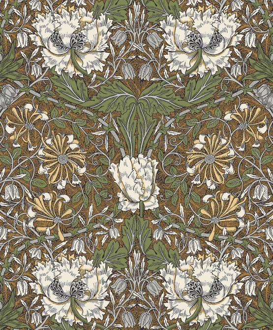 Seabrook Wallpaper Ogee Flora Dijon & Sage Legacy Prints  Netherlands 57.5 20.87" 20.9"  - My Fabric Connection -