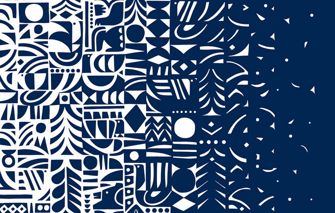 Seabrook Wallpaper Yön Varjo Midnight Blue and Off-White Marimekko Vol. 5  Italy 75.5 17.5" 27.5"  - My Fabric Connection -