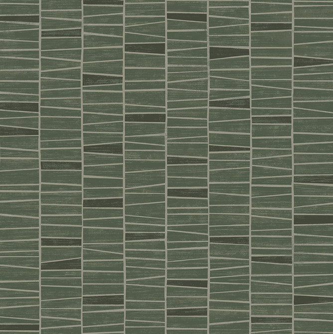 Seabrook Wallpaper Organic Stripe Green Stacy Garcia Peel and Stick  United States 30.75 20.87" 20.5"  - My Fabric Connection -