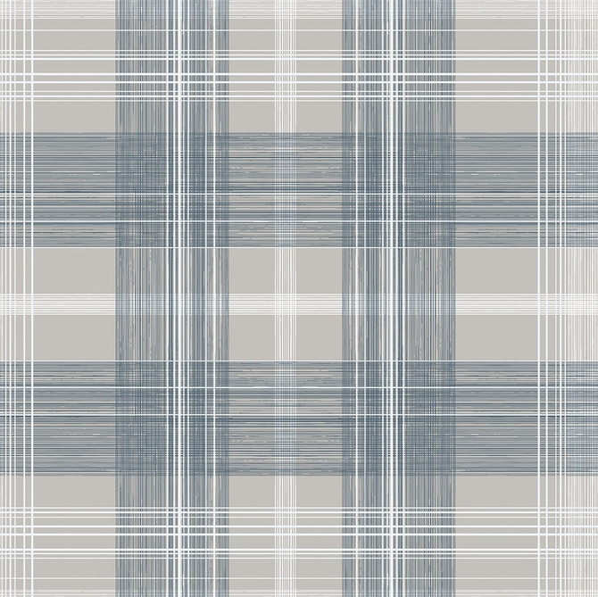 Seabrook Wallpaper Crossroads Plaid Argos Grey & Blue Stacy Garcia Peel and Stick  United States 17.08 20.87" 20.5"  - My Fabric Connection -