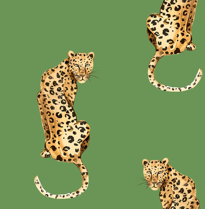 Seabrook Wallpaper Leopard King Green Daisy Bennett Peel and Stick  United States 30.75 20.87" 20.5"  - My Fabric Connection -