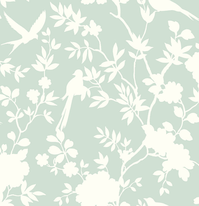 Seabrook Wallpaper Mono Toile Seaglass Lillian August Peel and Stick  United States 40.5 27.8" 27"  - My Fabric Connection -