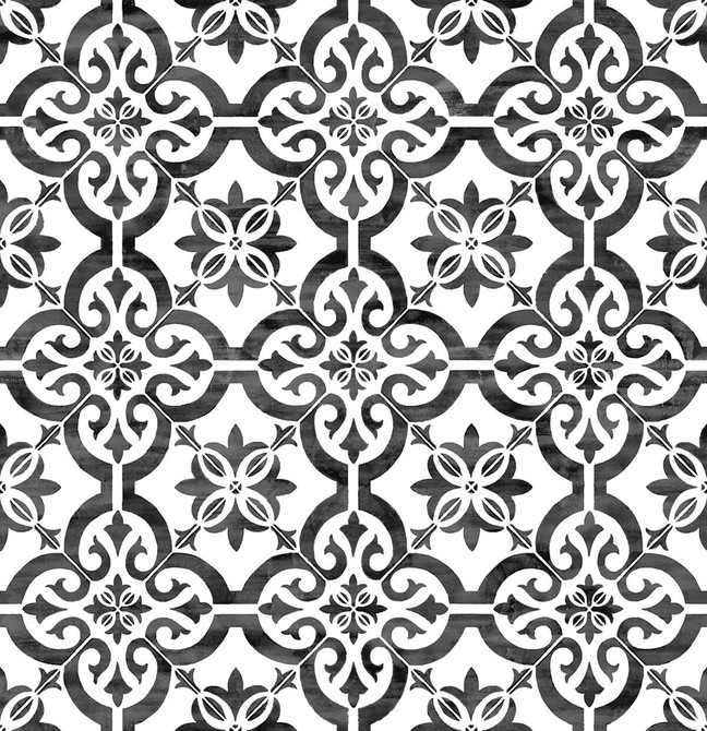 Seabrook Wallpaper Porto Tile Onyx Lillian August Peel and Stick  United States 40.5 27.8" 27"  - My Fabric Connection -