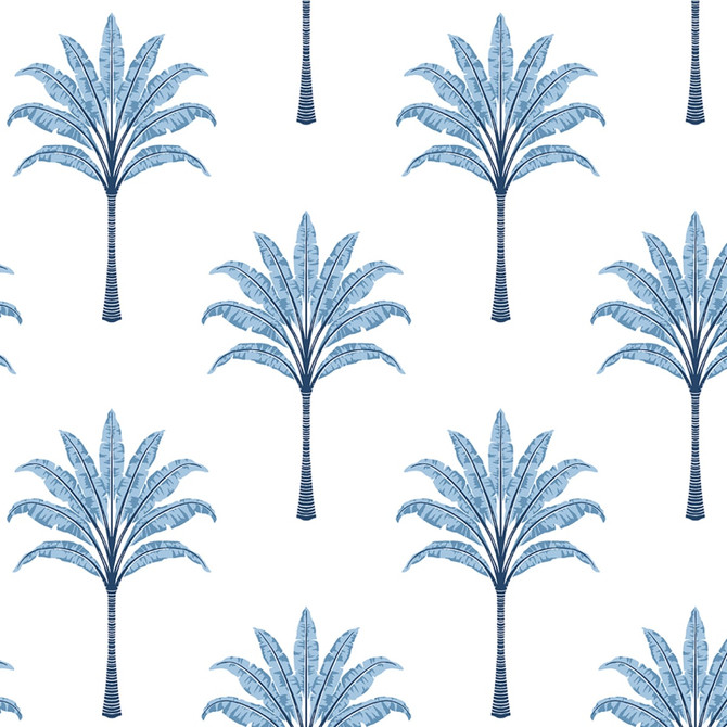 Seabrook Wallpaper Montgomery Palm Blue Lake Harry & Grace Peel and Stick  United States 30.75 10.43" 20.5"  - My Fabric Connection -